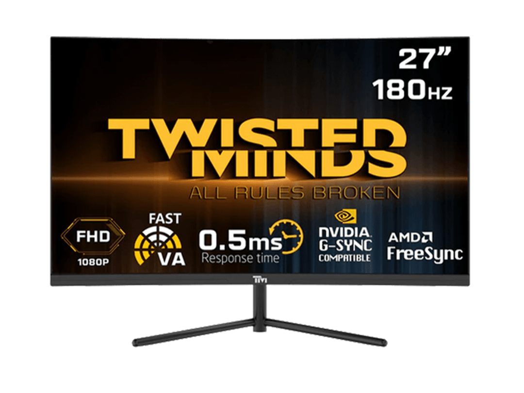 Twisted Minds 27'‘, curve, FHD 180Hz, VA, 0.5ms, HDMI2.0, HDR Gaming Monitor in Qatar Twisted Minds 27'‘, curve, FHD 180Hz, VA, 0.5ms, HDMI2.0, HDR Gaming Monitor in Qatar